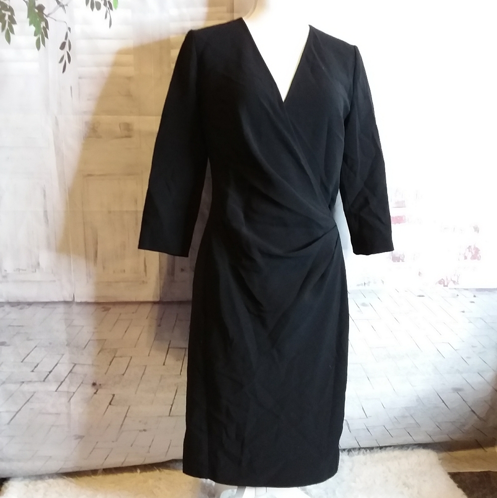 MaxMara black classic faux wrap dress size 6